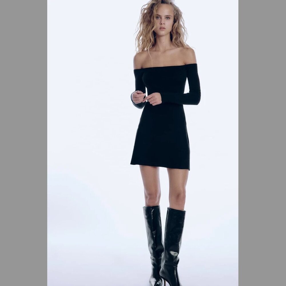 Zara Black Skater Knit Dress XS